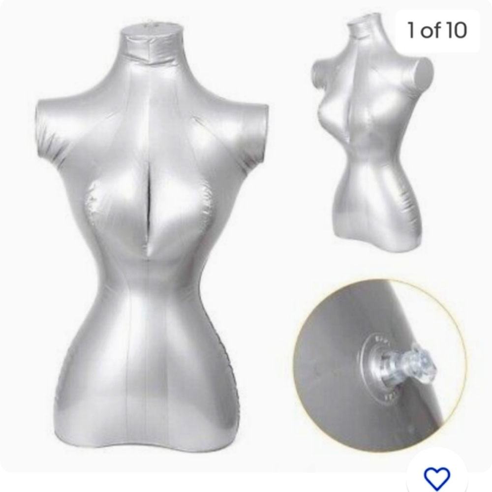Female Model Tailors Inflatable Manikin Silver BODY Form Display Torso Fashion